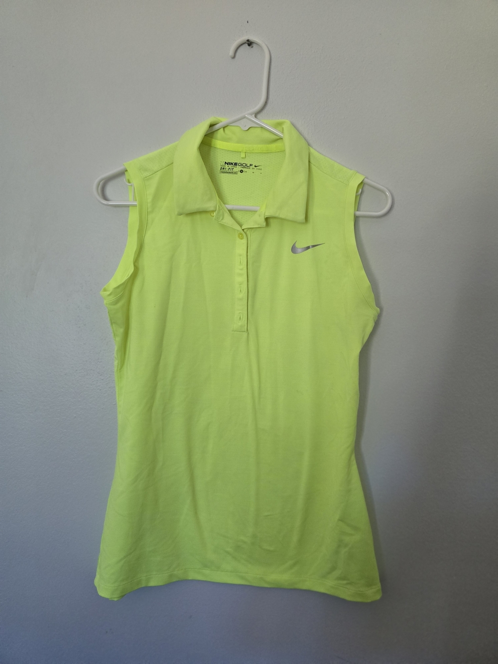 NIKE Dri-Fit Women's Medium Dri-Fit Golf Polo Sleeveless Tank Top Neon Yellow